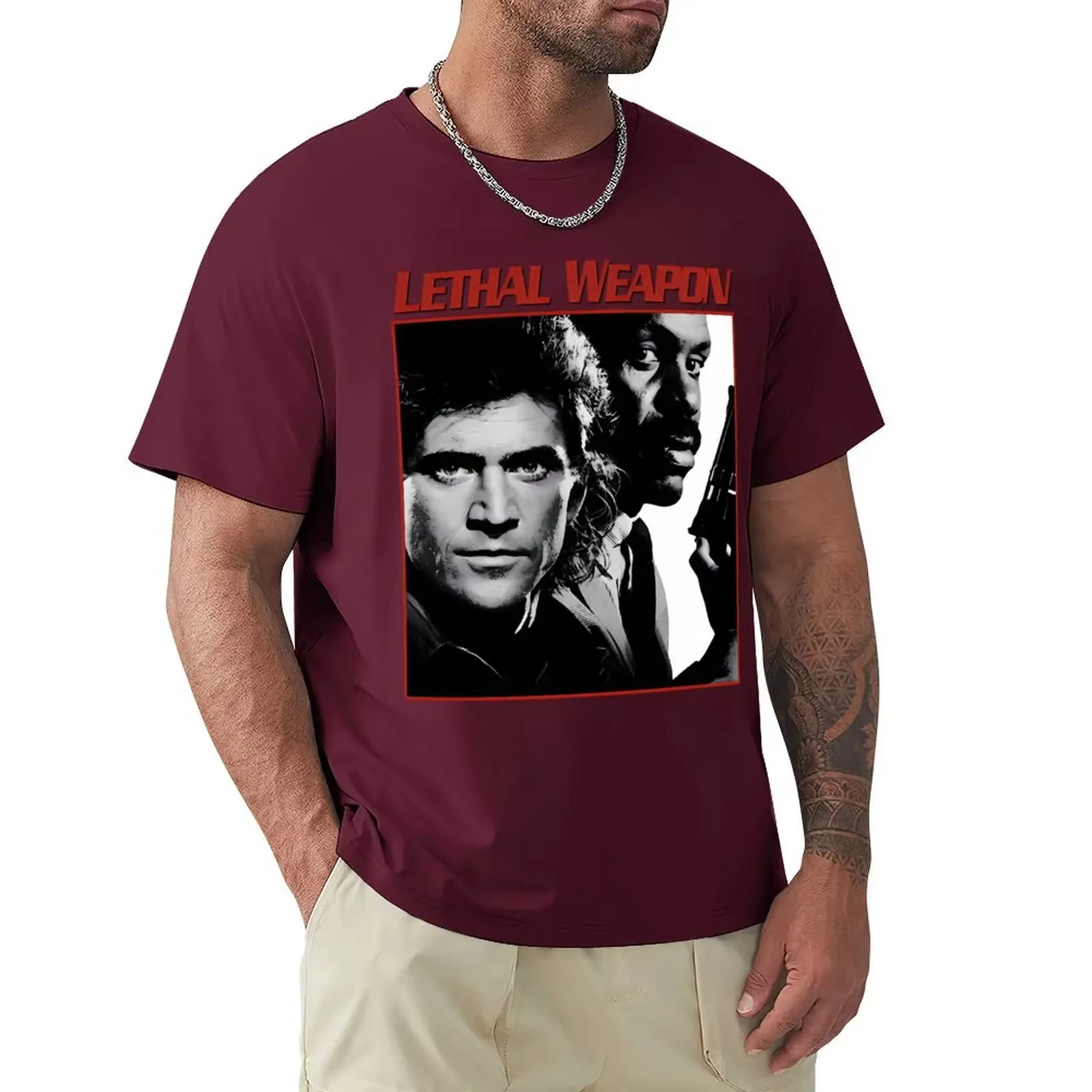 T-shirt avec arme fatale et archive bleue pour homme, haut bon marché des années 90, MT