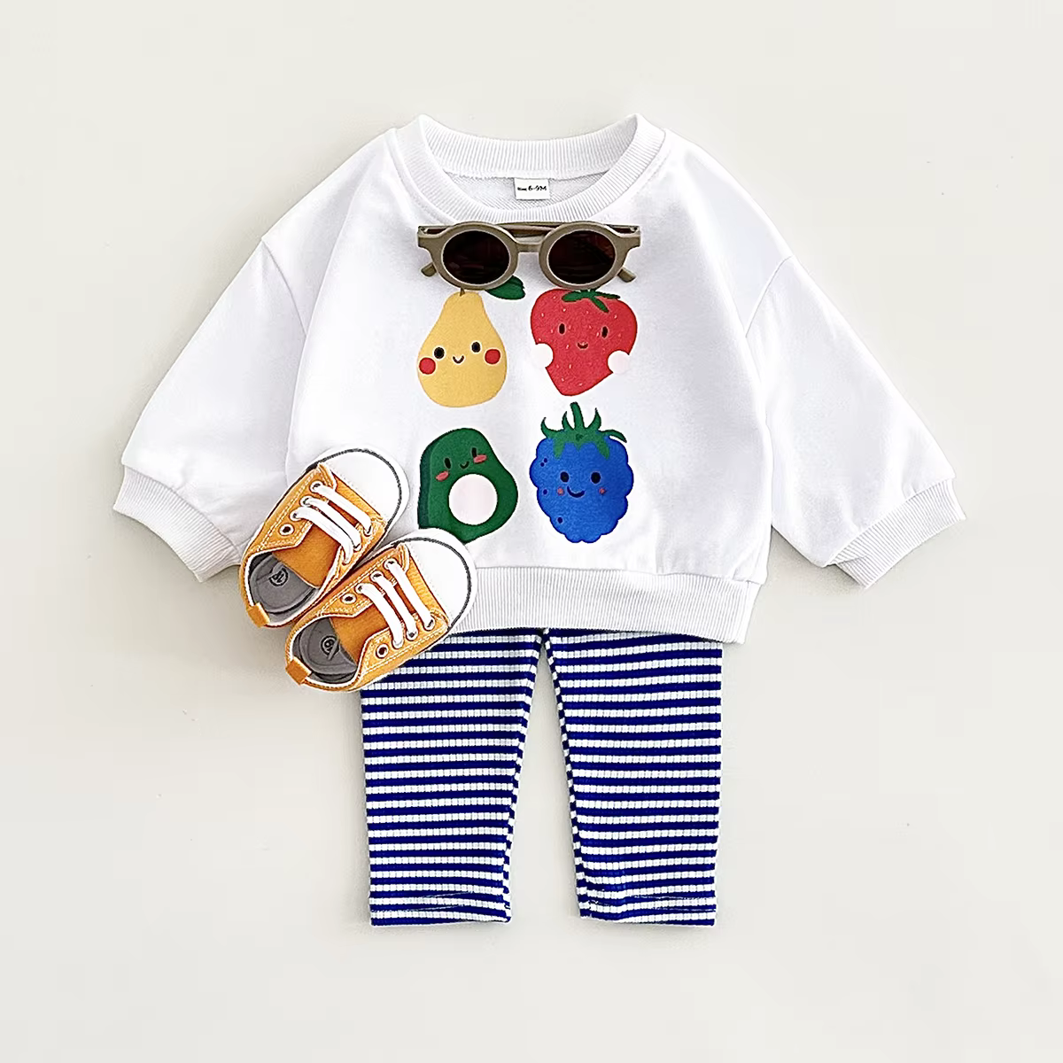 Ensemble sweat-shirt et pantalon à manches longues imprimé fruits pour bébé garçon, vêtements pour t