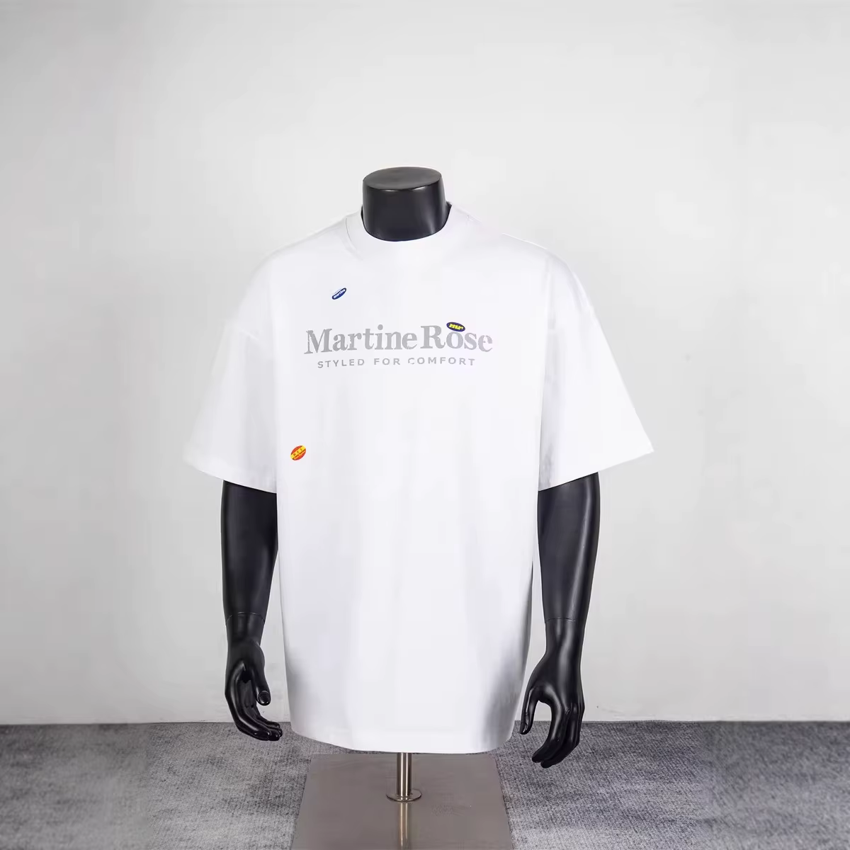 T-shirt tendance unisexe à manches courtes, coupe ample, avec imprimé lettres effet vieilli et délav