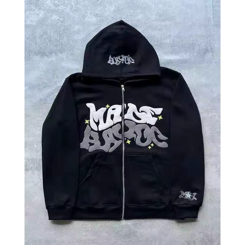 Sweat-shirt à capuche pour homme 2026, style streetwear gothique punk hip-hop, imprimé, avec fermetu