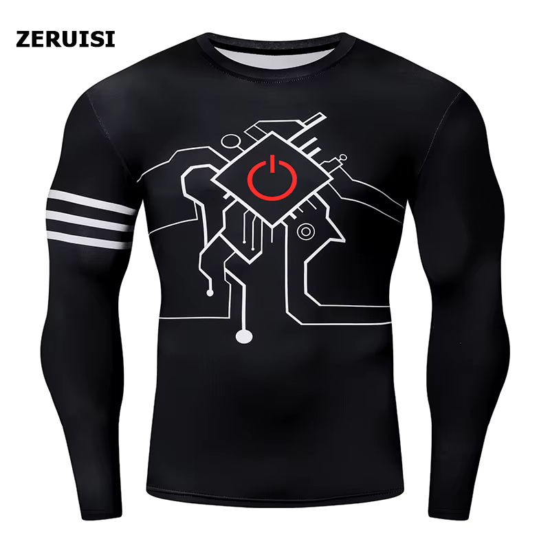 T-Shirt à manches longues pour hommes, coupe cintrée par Sublimation 3D, décontracté, respirant, per