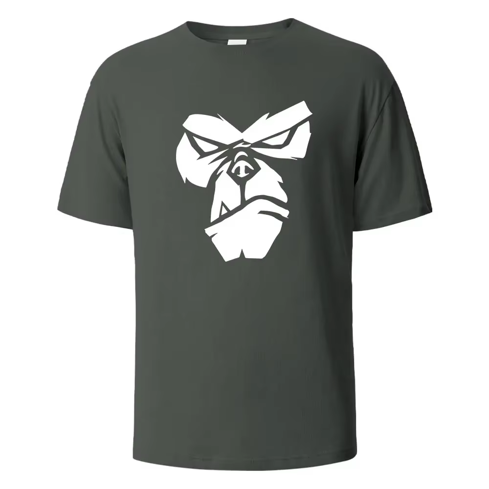 Gorille visage imprimé T-Shirt t-shirts d'été pour hommes femmes 100% coton col rond surdimensionné 