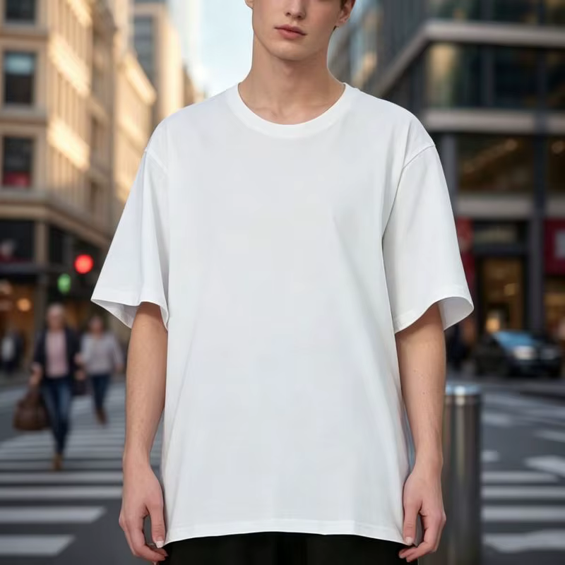 T-shirt blanc surdimensionné pour hommes, haut décontracté à manches courtes et col rond pour l'été,
