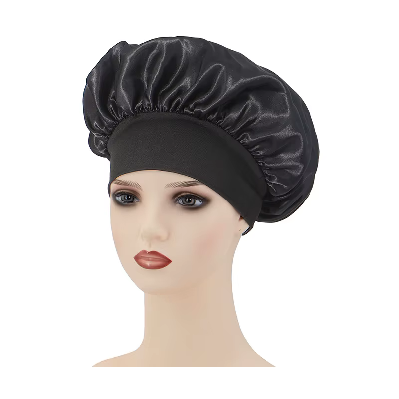 Nouvellement Satin Nuit Cheveux Cap Femmes Solide Chapeau de Sommeil Soins du Sommeil Bonnet Pour Fe