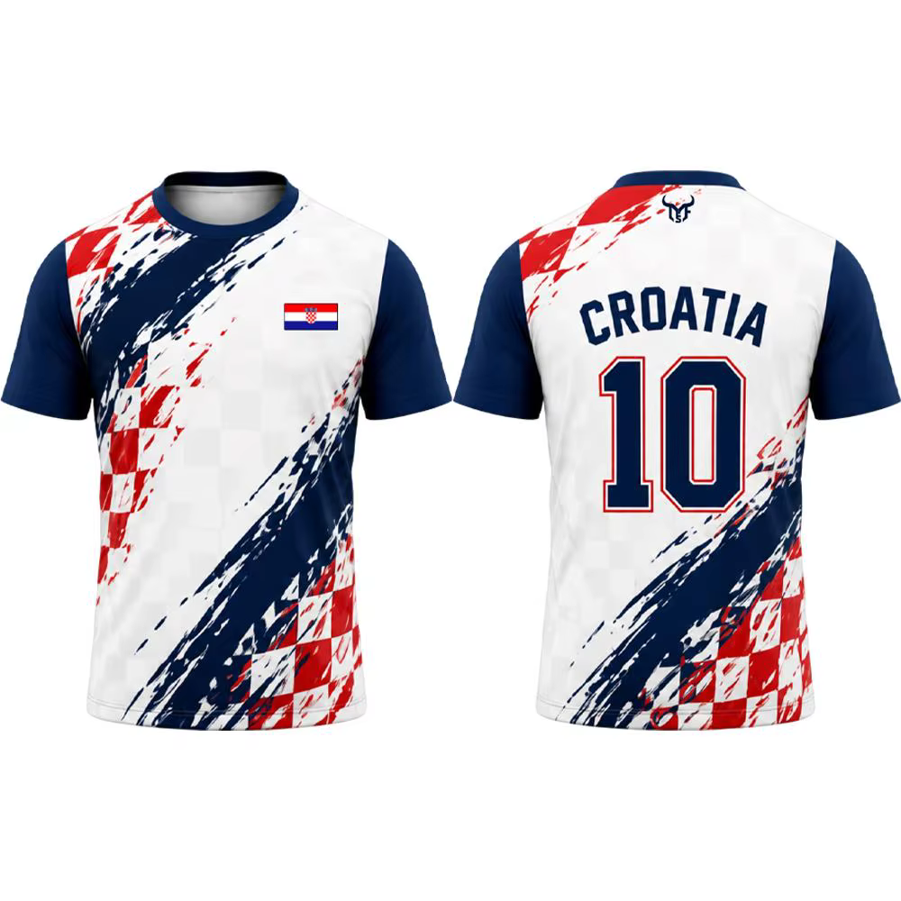 Nouveau T-shirt imprimé drapeau croate 2026 – Maillot de sport respirant et à séchage rapide pour ho
