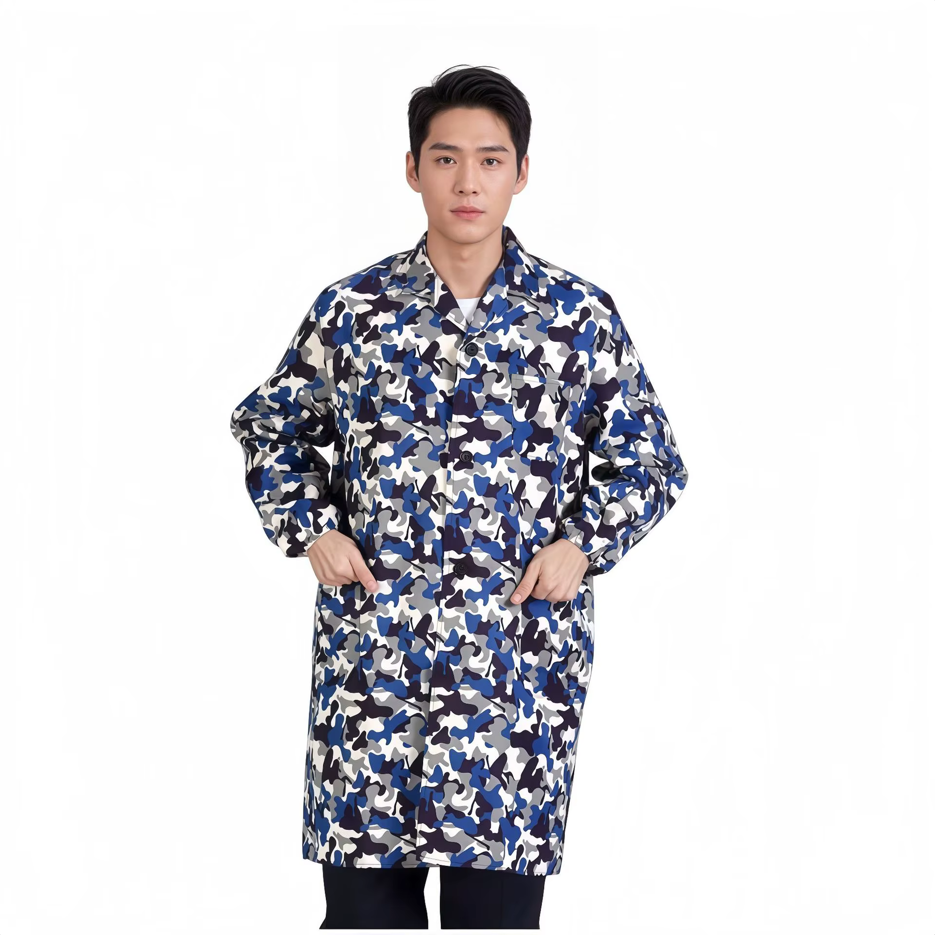 Blouse de laboratoire bleue à manches longues, uniforme de travail, anti-poussière, vêtements de pro