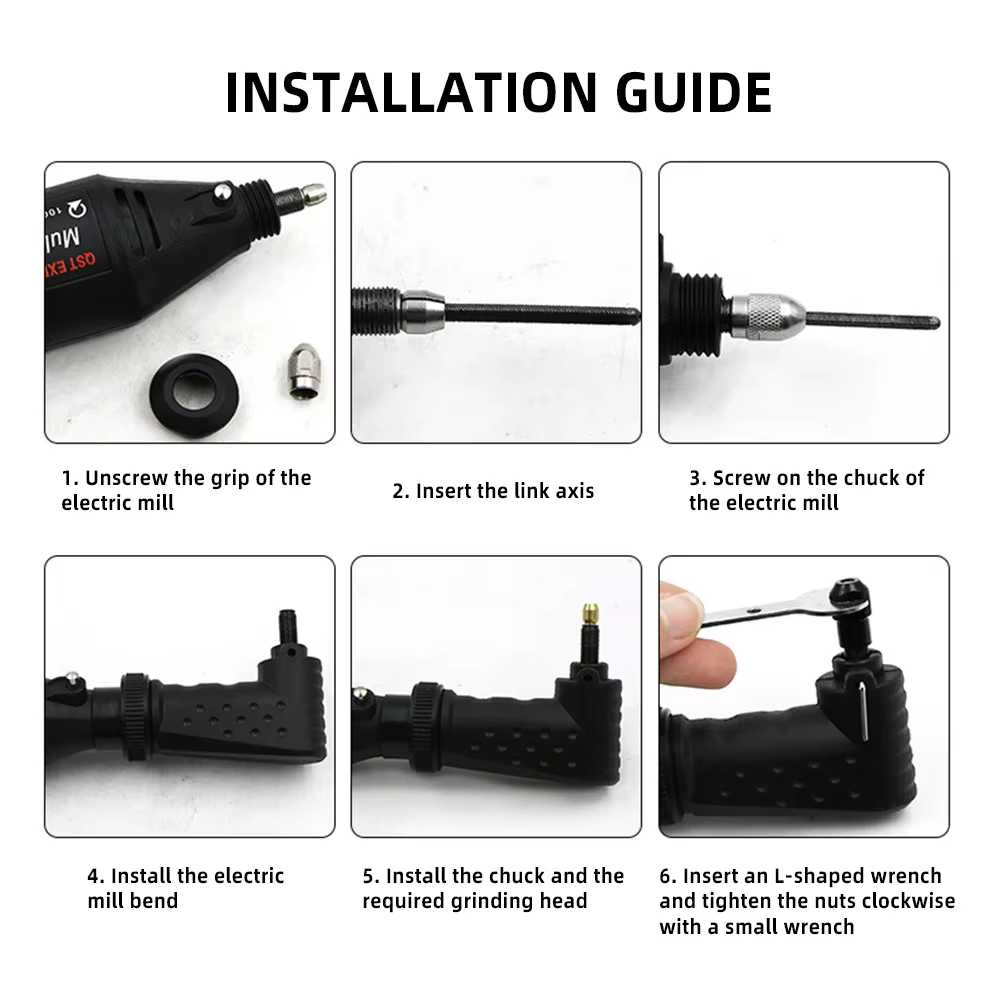 Adaptateur d'angle droit pour accessoires d'outils Dremel, compatible avec les outils rotatifs origi