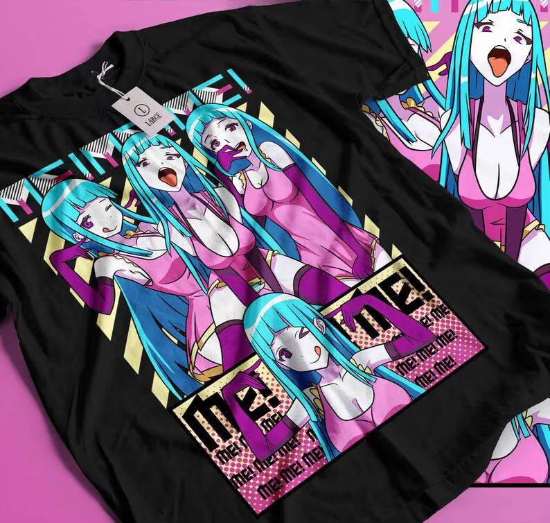 Moi! Moi! Moi! T-shirt de style anime pour les amoureux de l'anime, vêtements surdimensionnés, vêtem