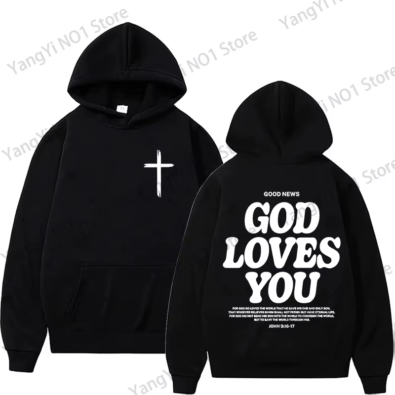 Sweat à capuche Christian Jesus Church avec verset biblique « Dieu t'aime », pour hommes et femmes, 