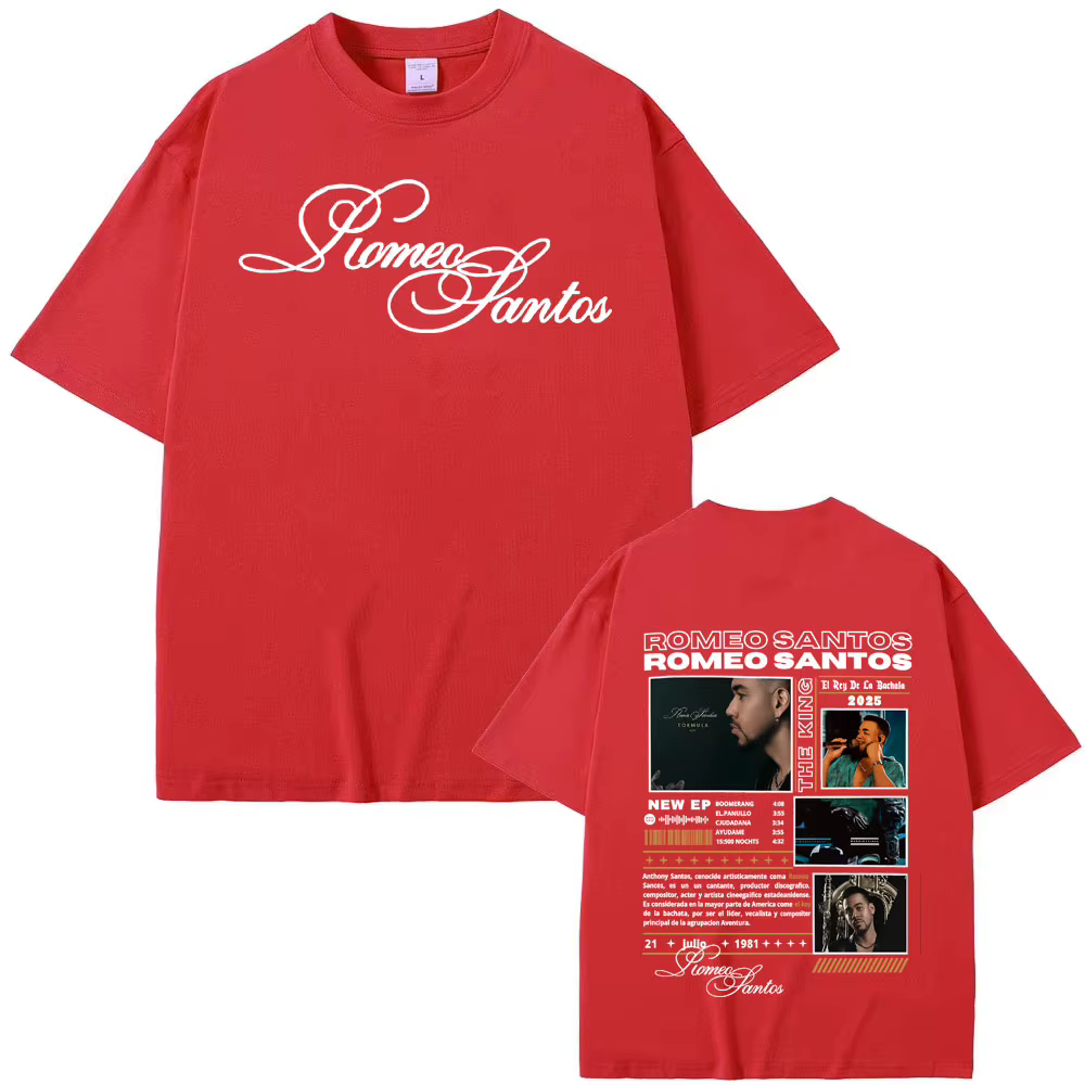 Rappeur Romeo Santos le roi Tormula Tour 2025 T-shirts graphiques hommes gothique mode Hip Hop t-shi