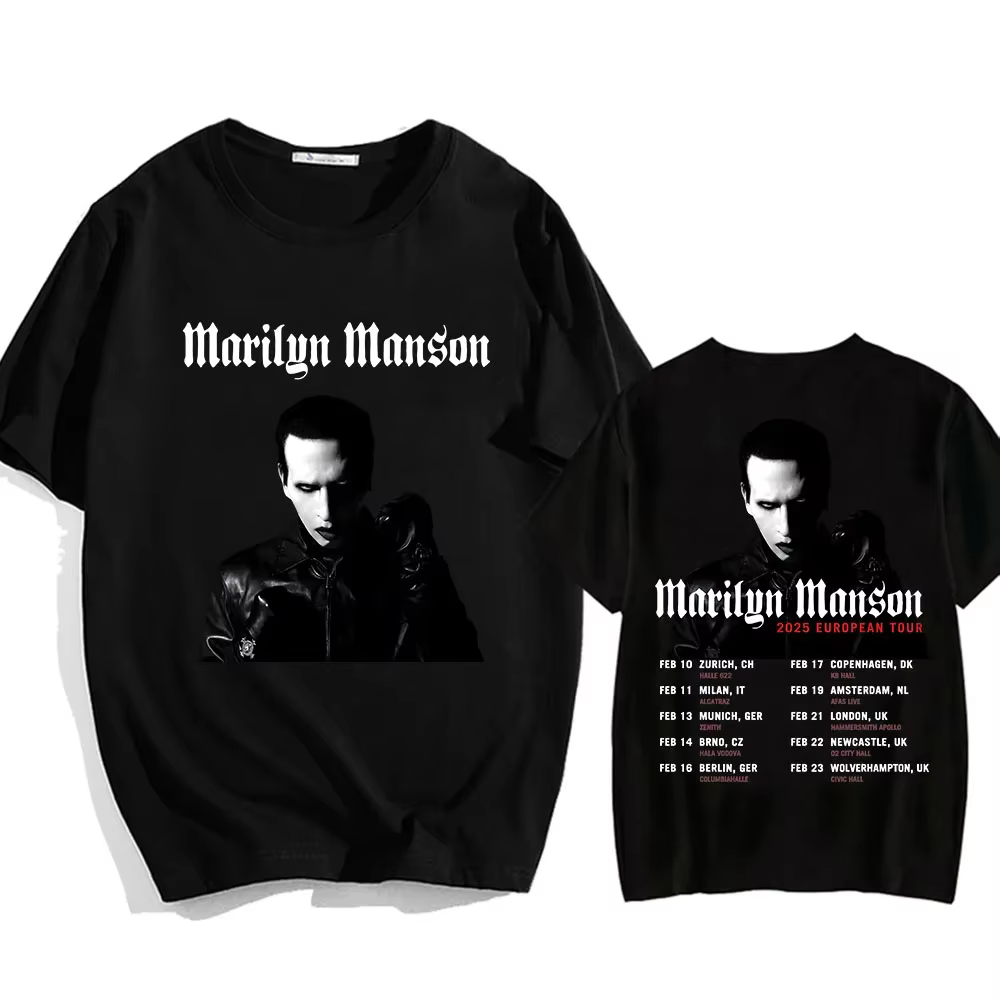 Marilyn Manson One Assassination sous Dieu Charter 1 T-shirt 2025 Tour européen imprimé hommes femme