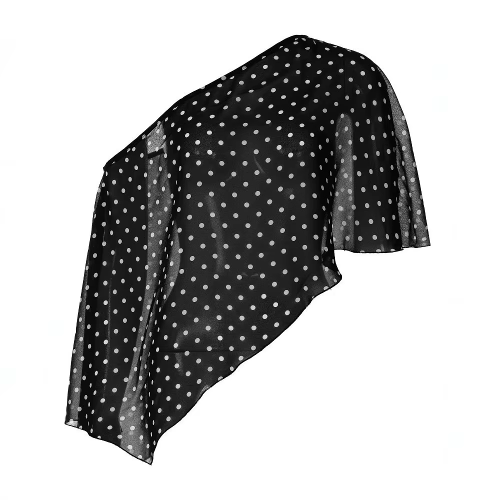 Chemisier transparent à pois coupe ample et épaules dénudées, style cape de protection solaire, idéa