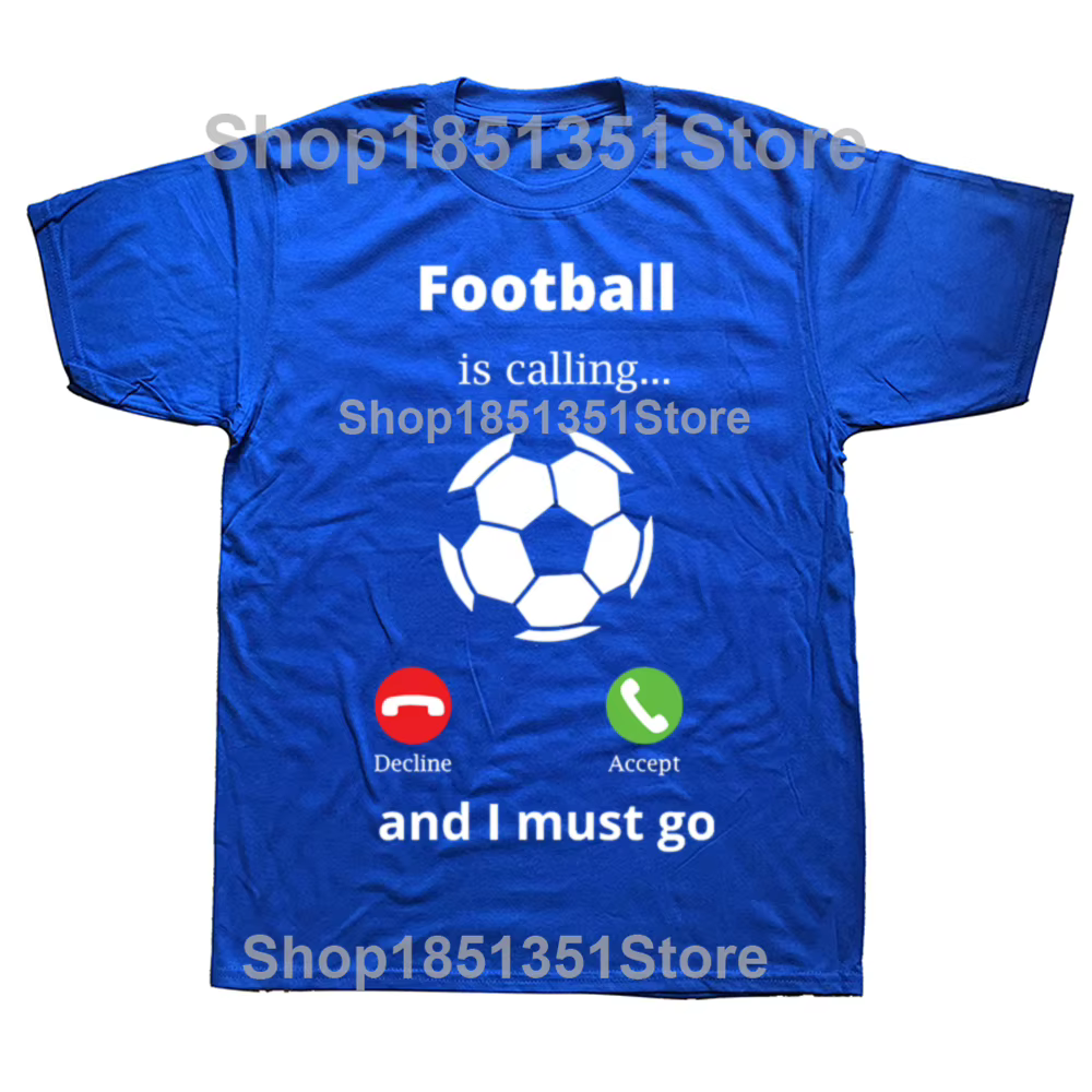T-shirts graphiques classiques « Funny Football Is Calling » pour hommes et femmes, t-shirt décontra
