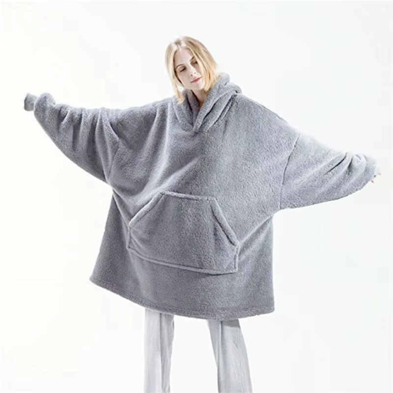 Couverture à capuche avec sourire double face pour hommes et femmes, grande poche, robe surdimension