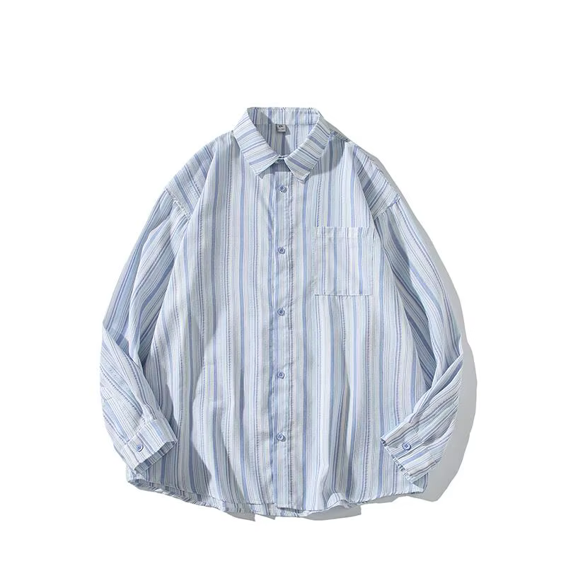 Chemise à manches longues rayée à boutons, tendance automne, pour hommes et femmes, tenue de bureau 