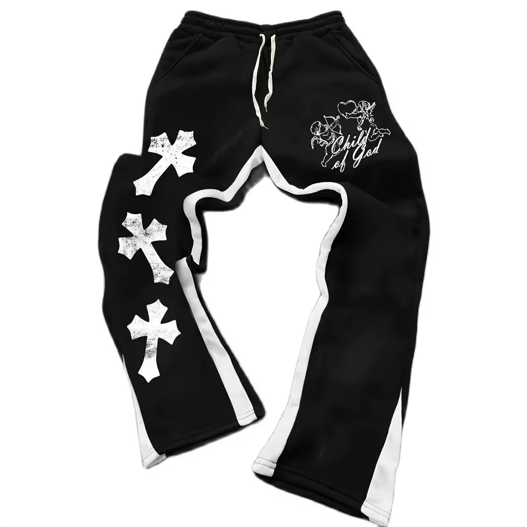 Pantalon de survêtement pour hommes, nouveau Style de rue décontracté, tendance, imprimé croisé, à l