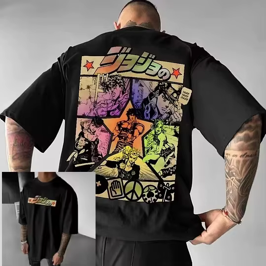 Nouveauté 2026 : T-shirts graphiques Y2K Harajuku pour hommes, style anime japonais Jojo, en coton a
