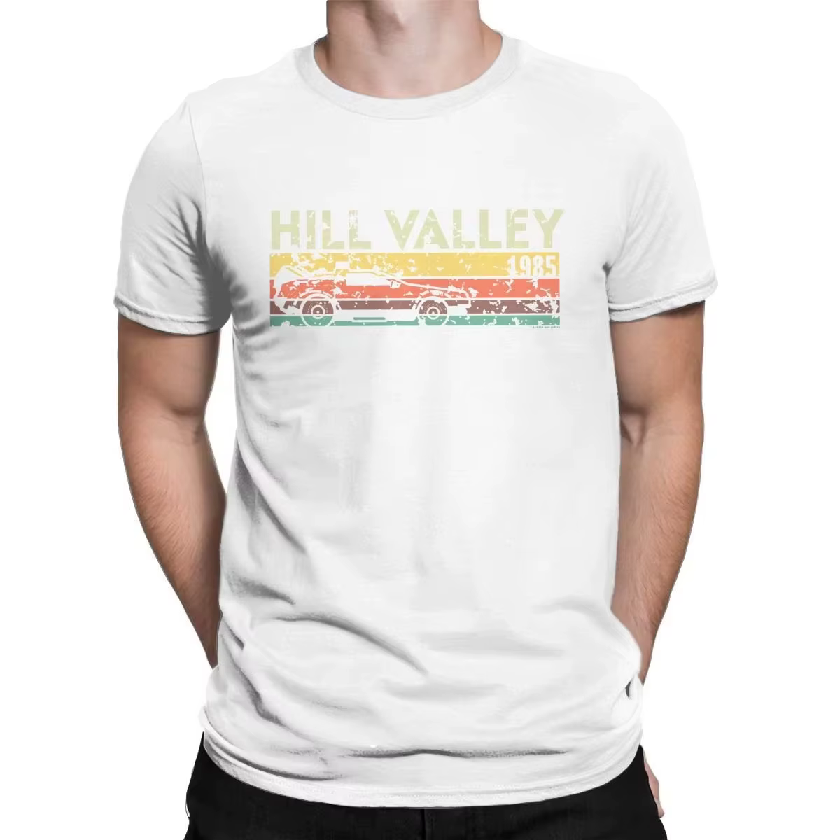 Hill Valley 1985 Tee Shirt pour hommes, t-shirts de retour vers le futur, Doc Brown, film de voyage 