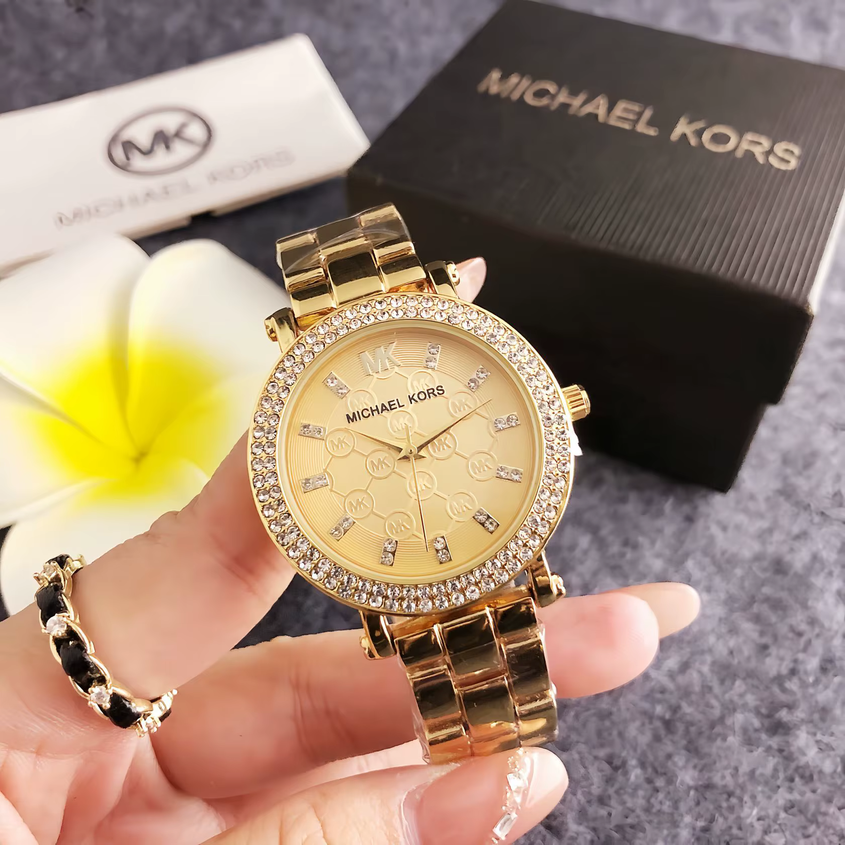 Montre de luxe pour femme Michael Kors, cadran serti de diamants, quartz, style décontracté et profe