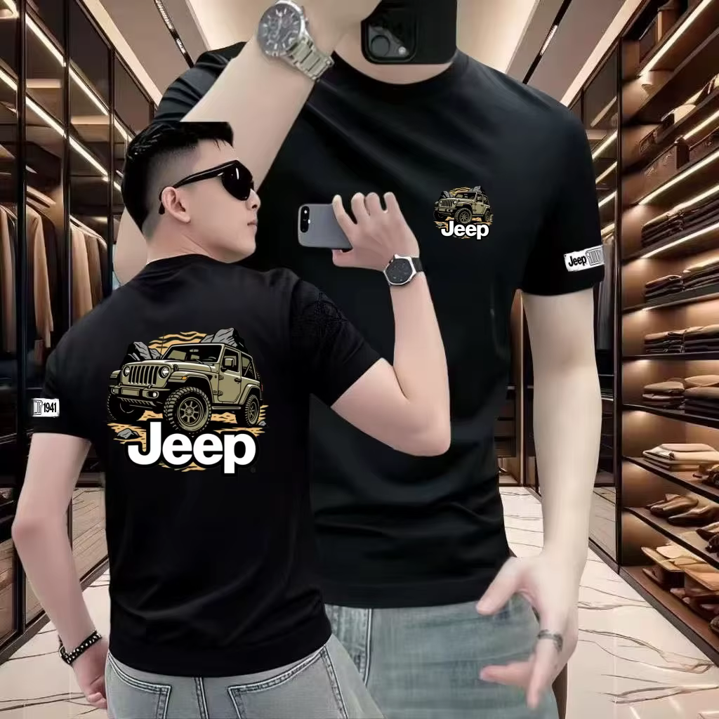 T-shirt vintage pour homme Jeep, coton, manches courtes, motif véhicule tout-terrain, tee-shirt déco