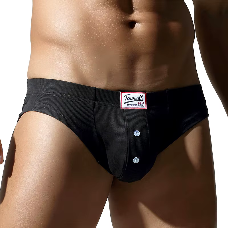 TAUWELL – slips en coton côtelé taille basse pour hommes, sous-vêtements respirants et confortables 
