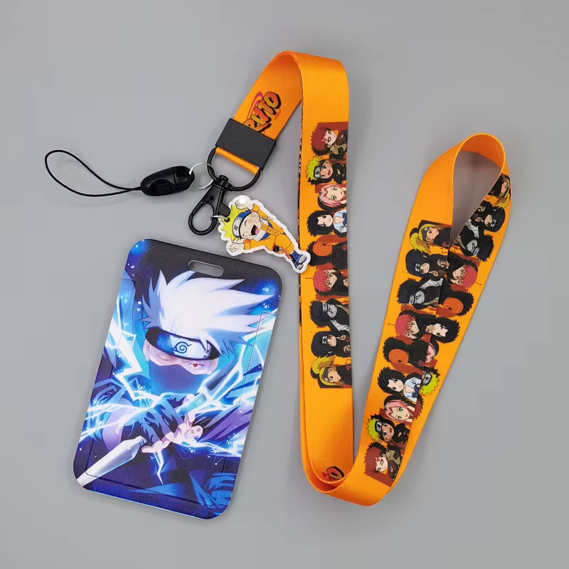 Anime Naruto lanière porte-carte étui collier porte-clés accessoires banque de crédit ID Bus couvert