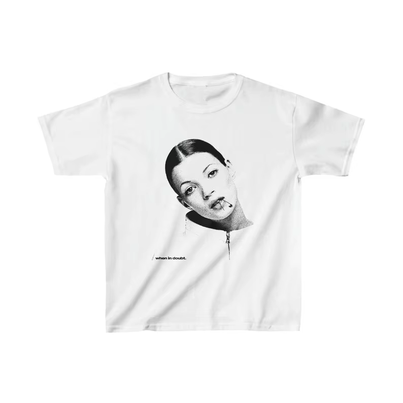 T-shirt graphique Kate Moss pour femmes et hommes, t-shirt en coton de supermodèle des années 90, de