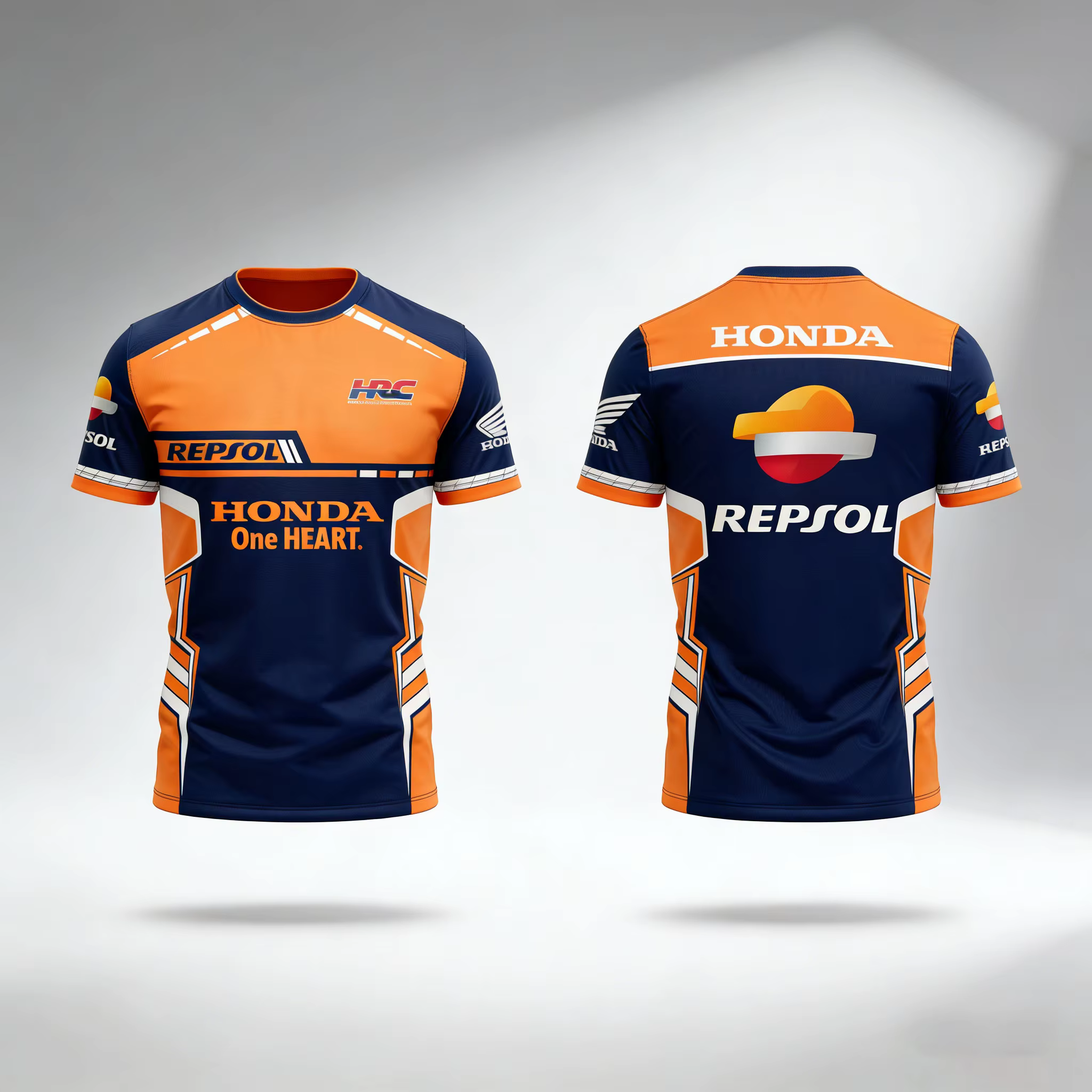 T-shirt à manches courtes Honda conçu pour les passionnés de moto et les amateurs de course, avec sé