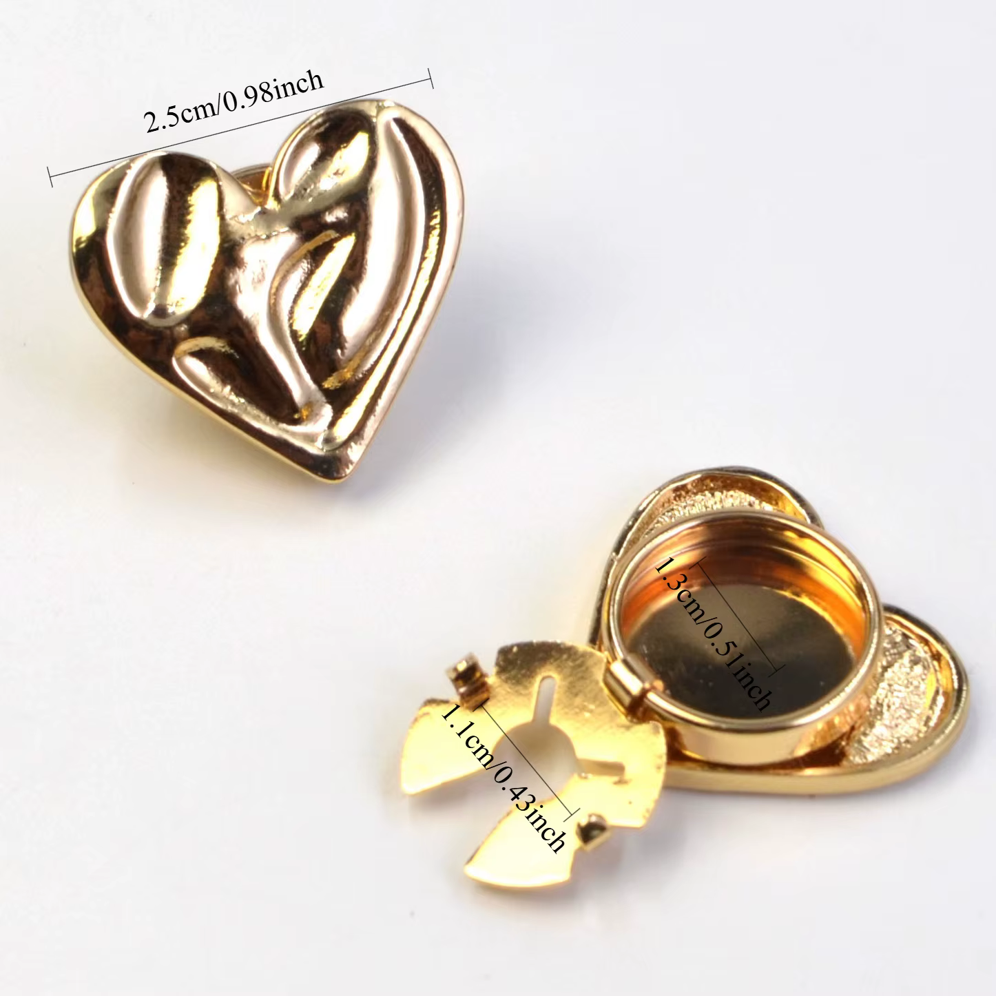 Couvre-boutons en forme de cœur en métal, 2 pièces, pour bricolage de vêtements, boutons décoratifs,