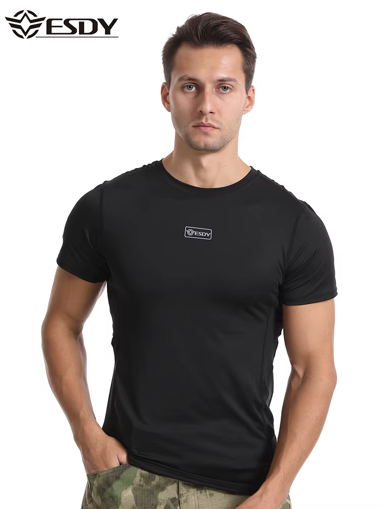 T-shirt de sport Esdy pour homme, 1 pièce, à manches courtes, séchage rapide, léger, haute élasticit