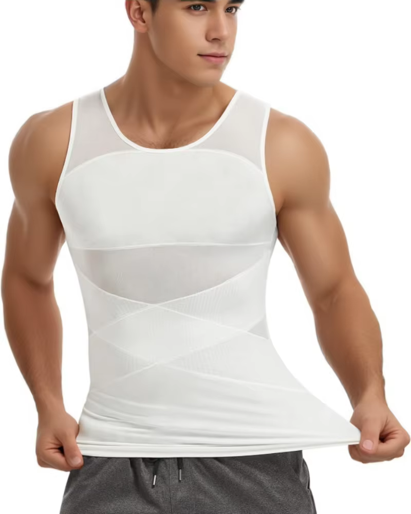 Chemises de Compression pour hommes, vêtement modelant la poitrine, contrôle de l'abdomen, modelant 