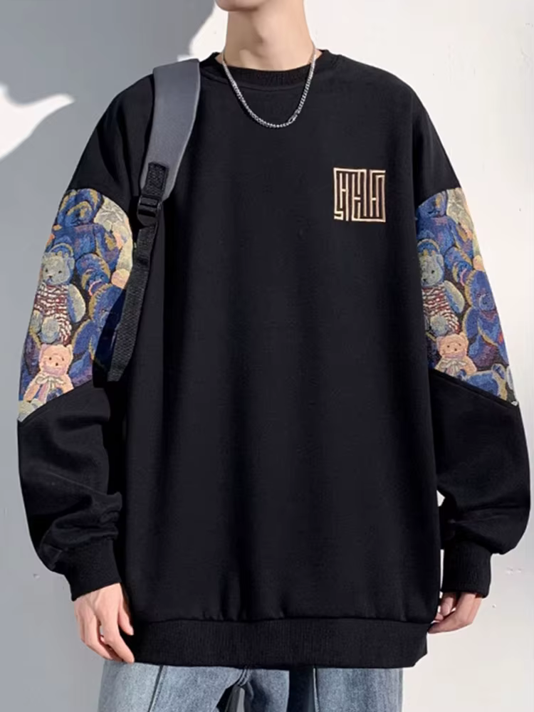 Pulls à imprimé graphique ours pour hommes, Streetwear vintage Y2K, Zones PVD, Survêtement Hip Hop, 