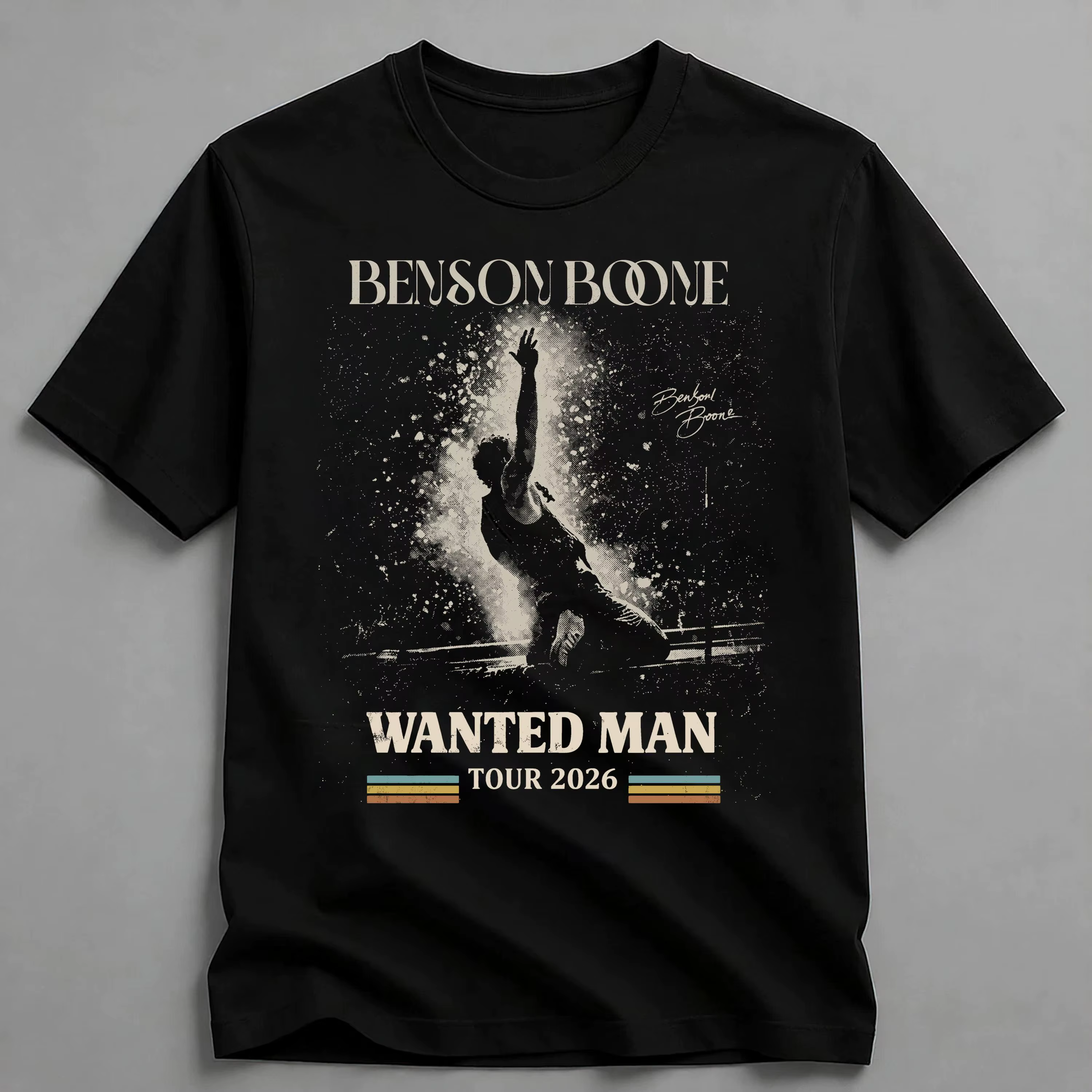 T-shirt graphique Benson Boone Wanted Man Tour 2026, coton unisexe surdimensionné à manches courtes,