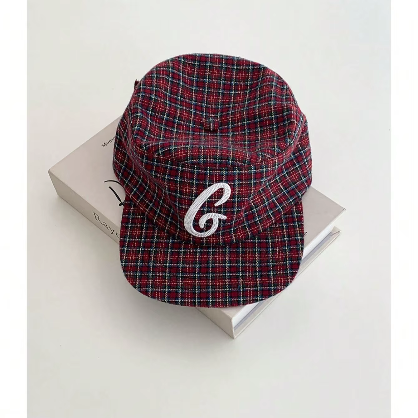Casquette de baseball élégante de style britannique rétro à carreaux, à visière plate, haut de gamme