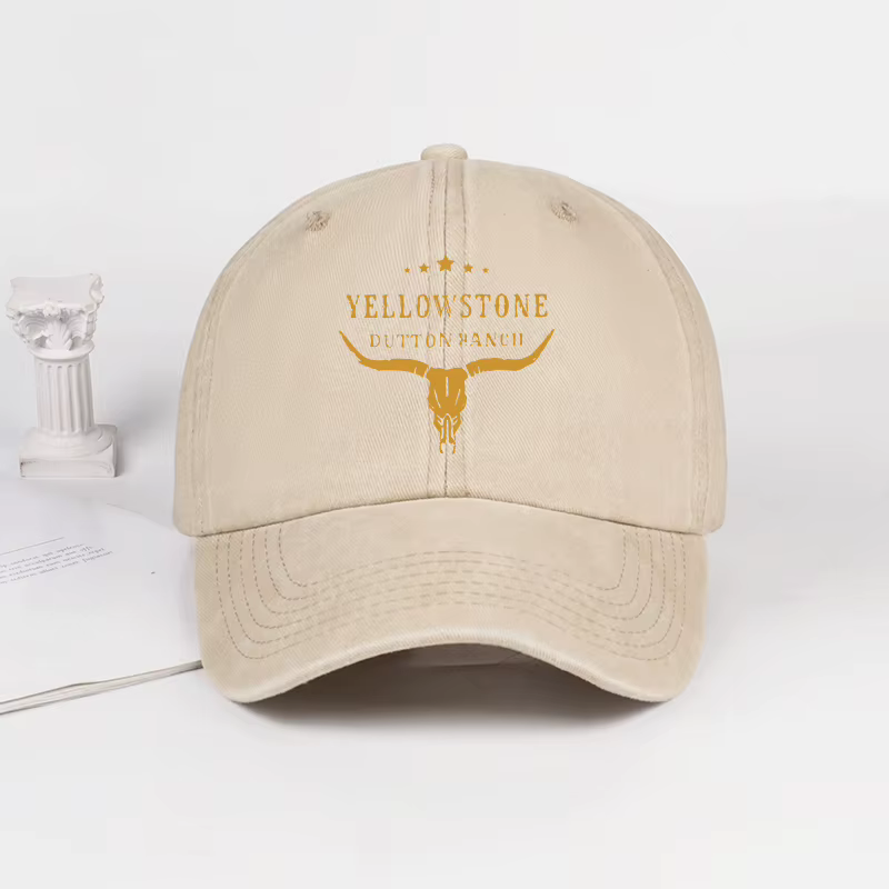Casquette de baseball vintage réglable MLFO avec motif Yellowstone Dutton Ranch – finition noire ant