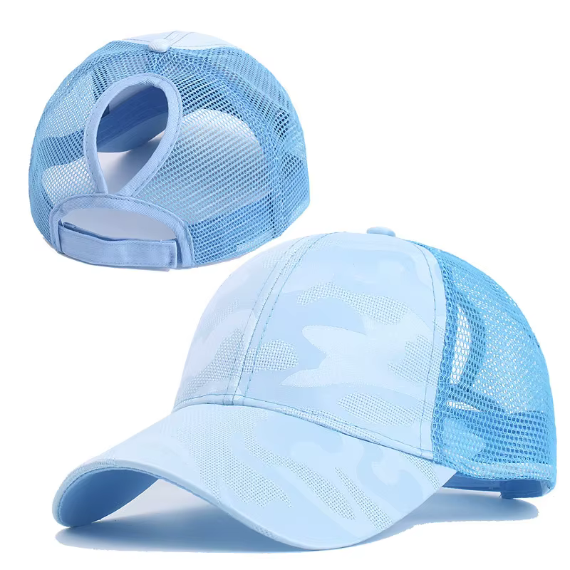 Chapeau de camionneur en maille de Camouflage pour femmes, Casquette à rabat, à la mode, chignon de 
