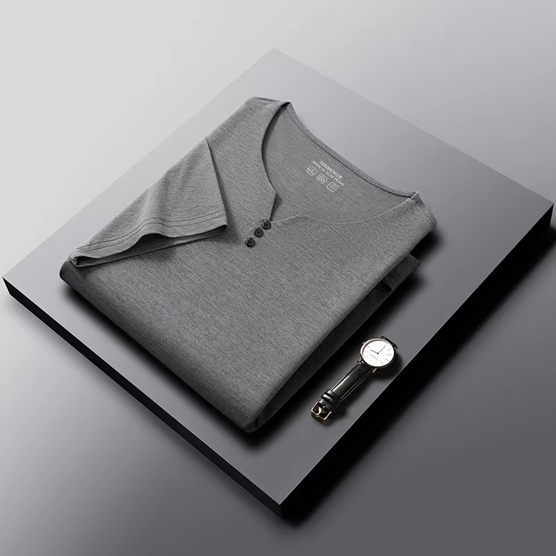 T-shirt à manches courtes pour homme, col en V, tissu respirant, confortable toute la journée, style