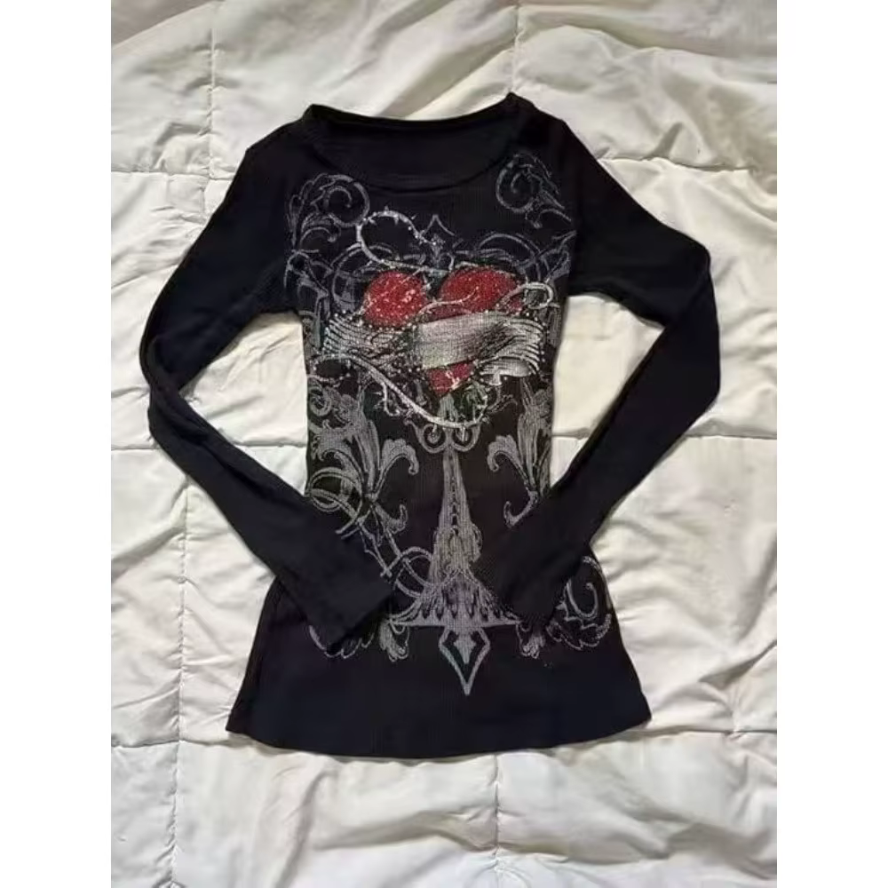 T-shirt vintage punk hip-hop pour femme, streetwear d'automne, sexy, à manches courtes, gothique, cr