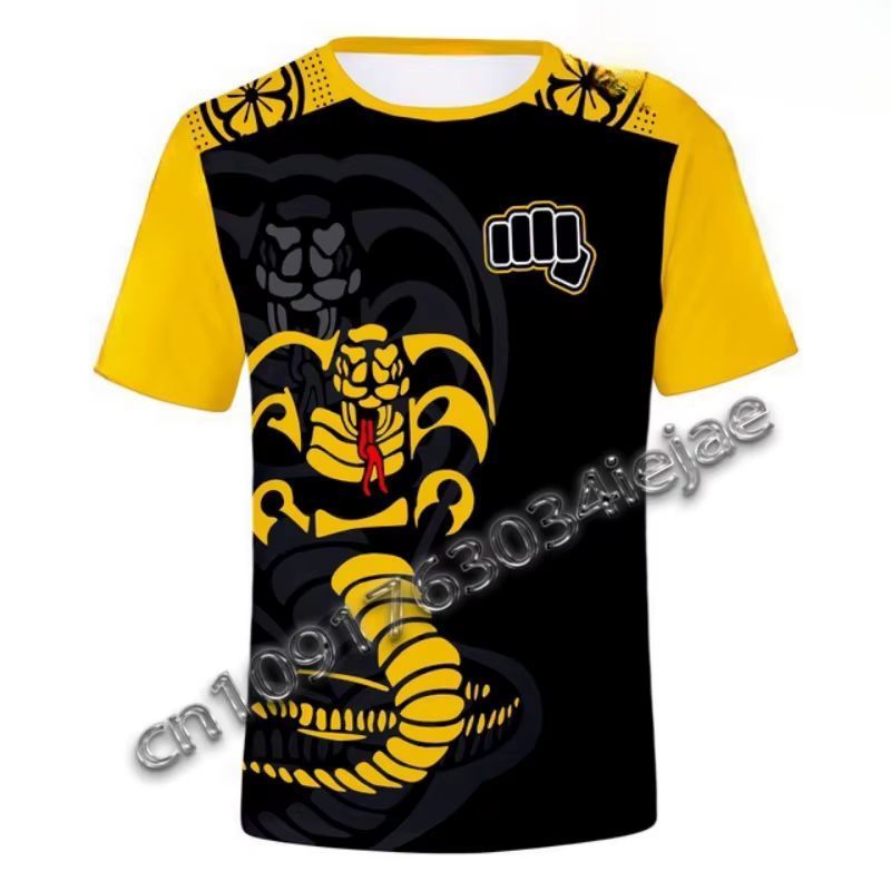 Dessin animé mignon Cobra KAI impression 3D sport séchage rapide respirant hommes T-shirt en plein a