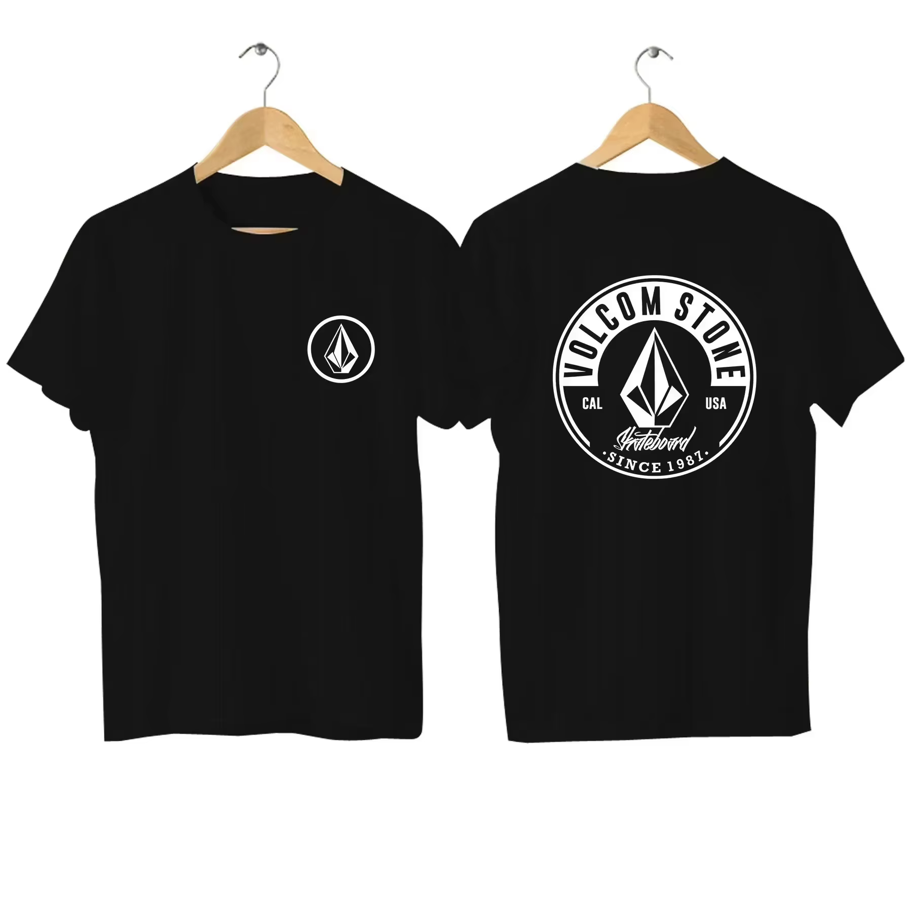 T-shirt unisexe en coton 100% pour homme, Volcom Stone, style américain décontracté, tendance rétro,