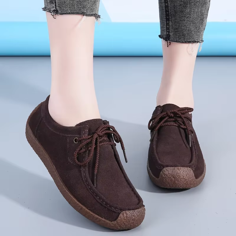 Baskets plates en cuir suédé pour femmes, mocassins de créateurs, chaussures décontractées, chaussur