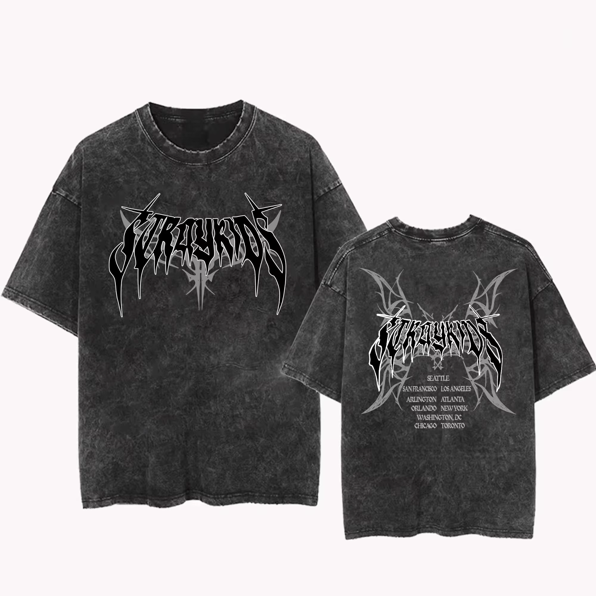 T-shirt unisexe Stray Kids Dominate World Tour, style vintage, col rond, manches courtes, en coton, 