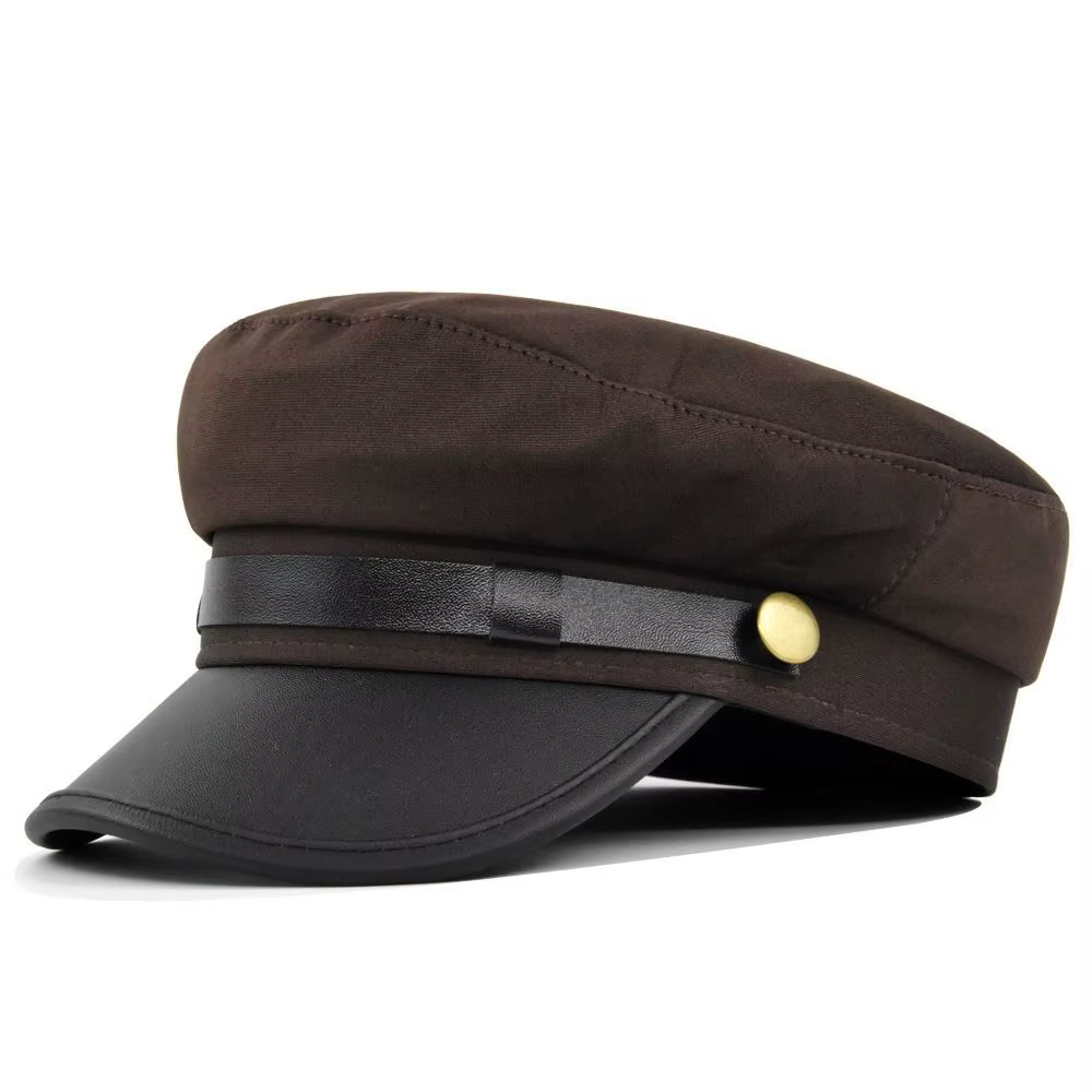 Casquette marine de style britannique, casquette militaire plate, chapeau octogonal, chapeau plat, b