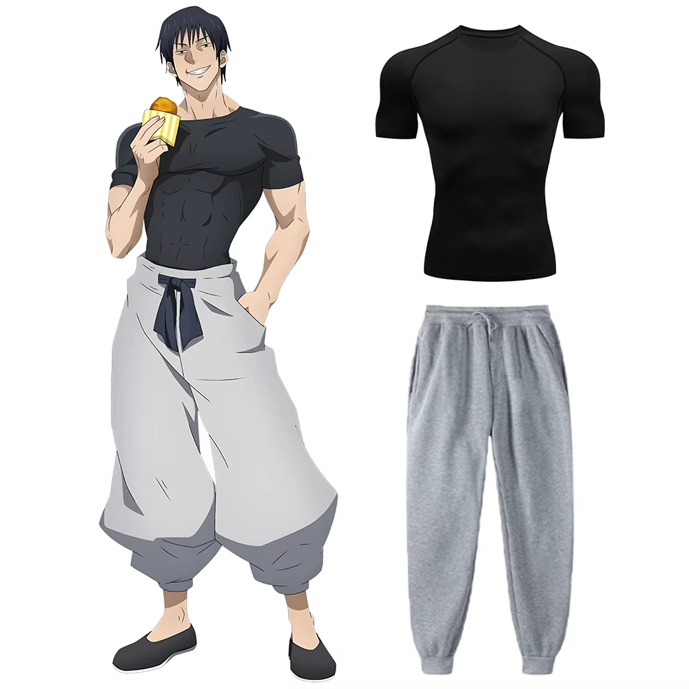 Ensemble de chemise de compression Anime Jujutsu Kaimmense Toji pour hommes, t-shirt à séchage rapid