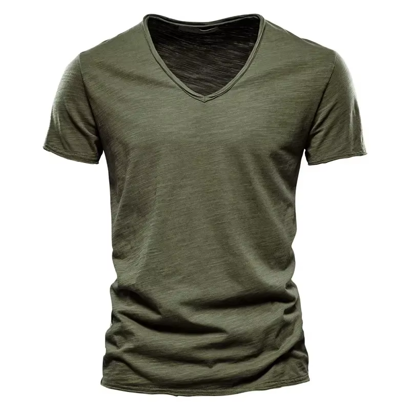 100% coton hommes T-shirt décontracté doux Fitness été mince T-shirts hommes vêtements de maison col