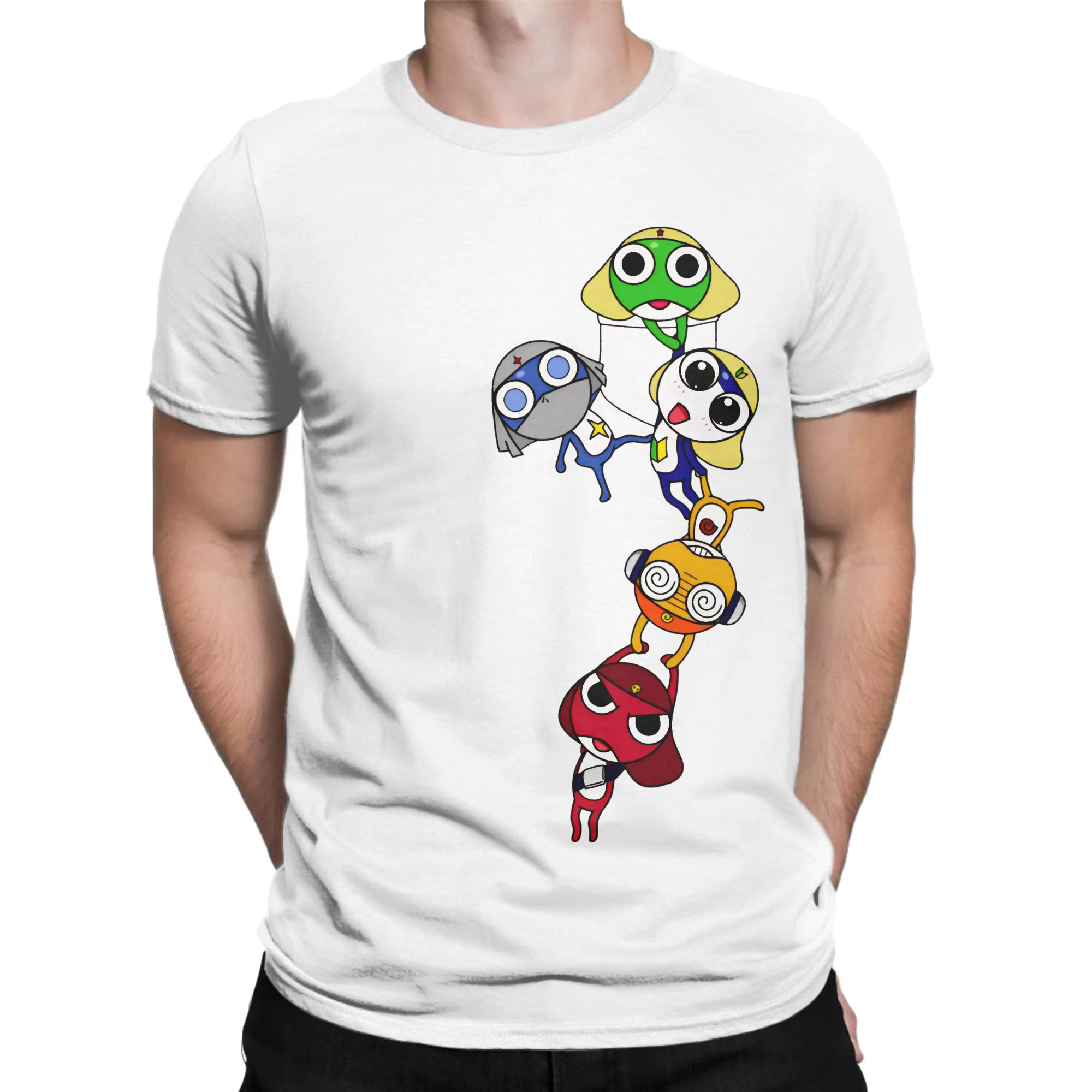T-shirts Hipster Pocket Frogs Sgt Frog Keroro Y2k pour hommes et femmes, t-shirt en coton à col rond