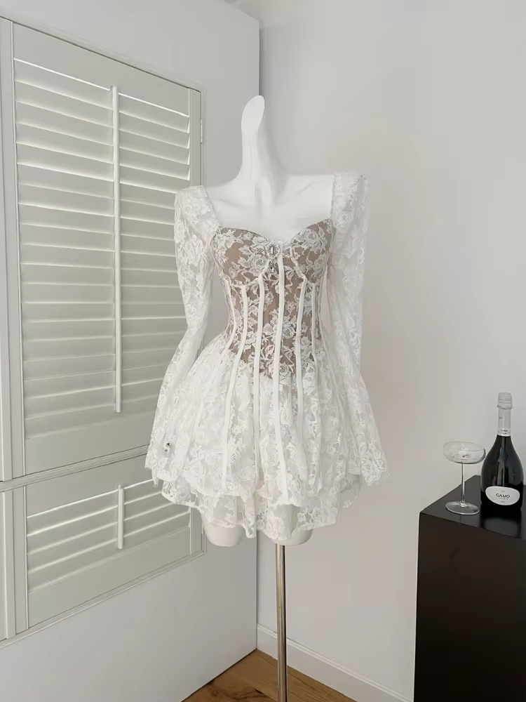 Robe de Soirée Élégante en Dentelle Brodée pour Femme, Vêtement Décontracté, Chic, Sexy, Haut de Gam
