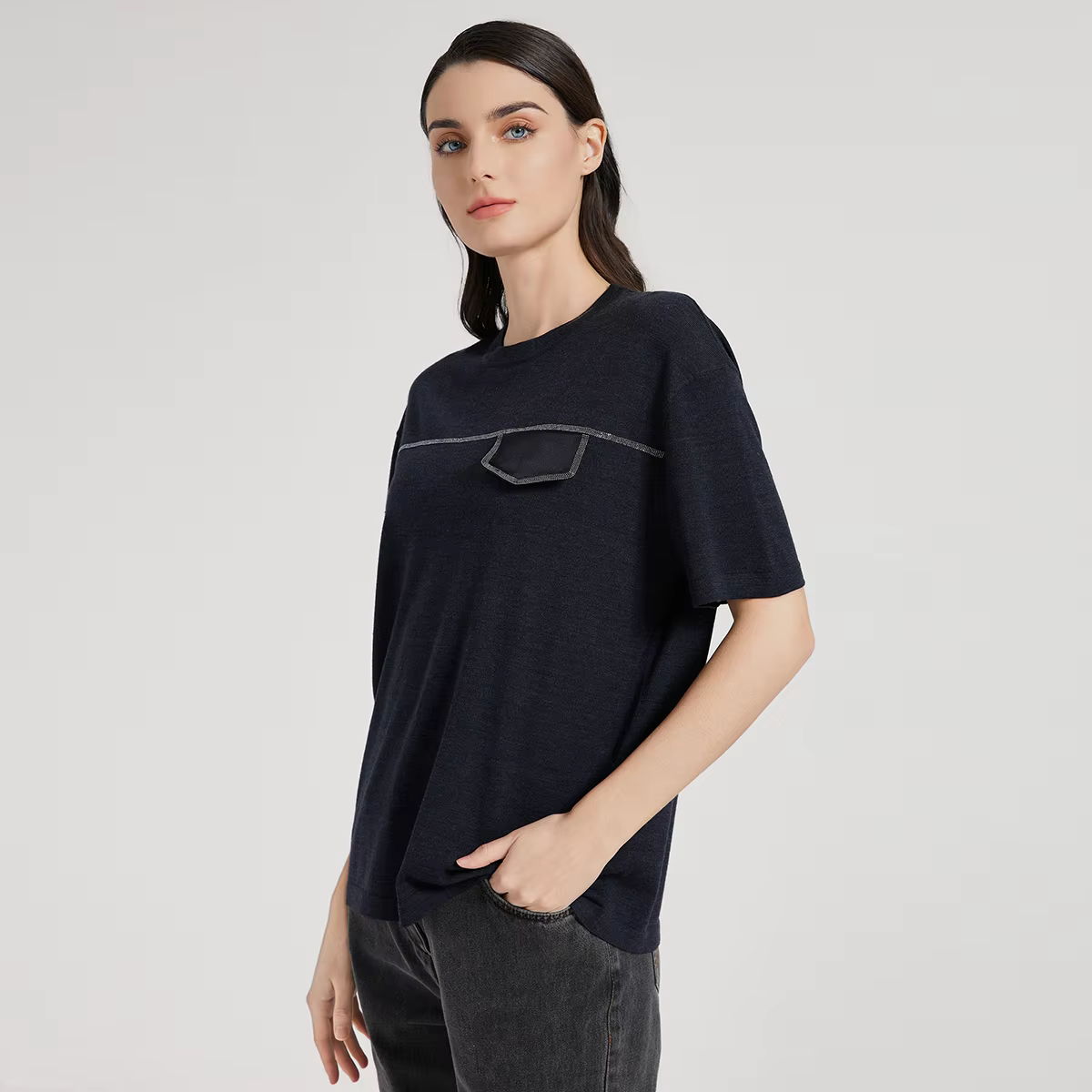 BC1093-Vêtements de luxe pour femmes, 70% laine mérinos, 30% laine, vêtements pour femmes, t-shirts