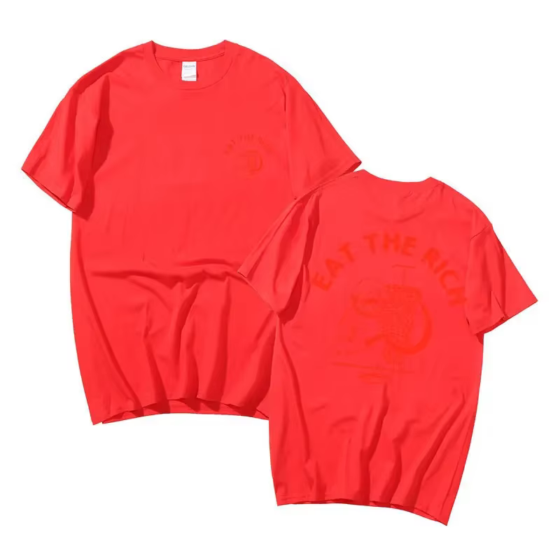 T-shirt à imprimé Double face pour homme et femme, ample et décontracté, Eat The Rich Doner D % C3 %