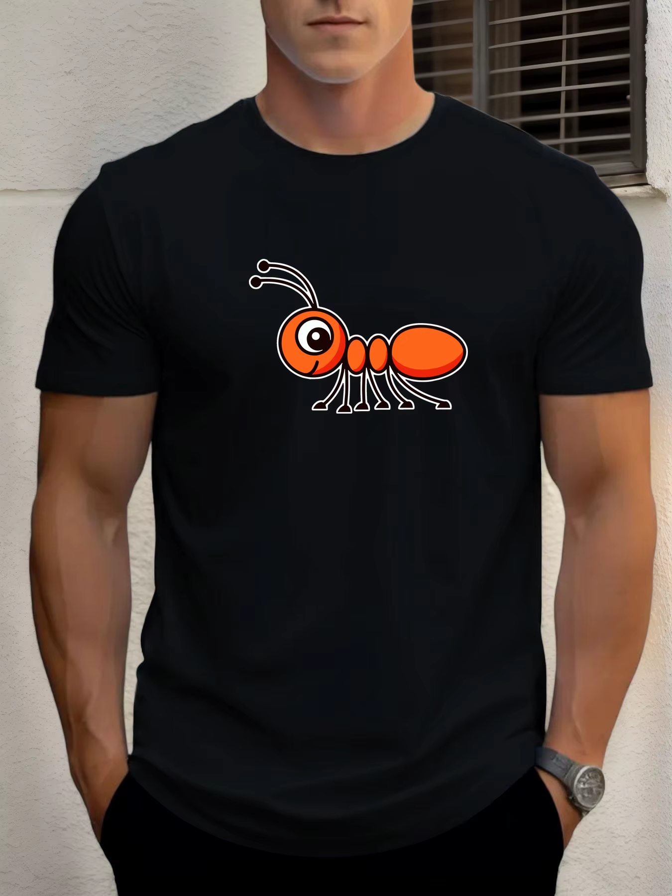 T-shirts pour hommes fourmi 100 % coton impression graphique été t-shirt col rond décontracté respir